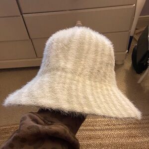 White/Grey Zebra Eyelash Fur Hat